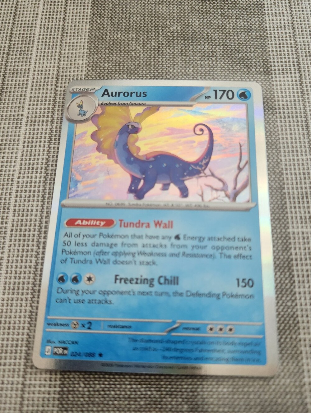 Pokemon Aurorus Holo Pokémon Card - Blue Ice Art 024/088 POR Tundra